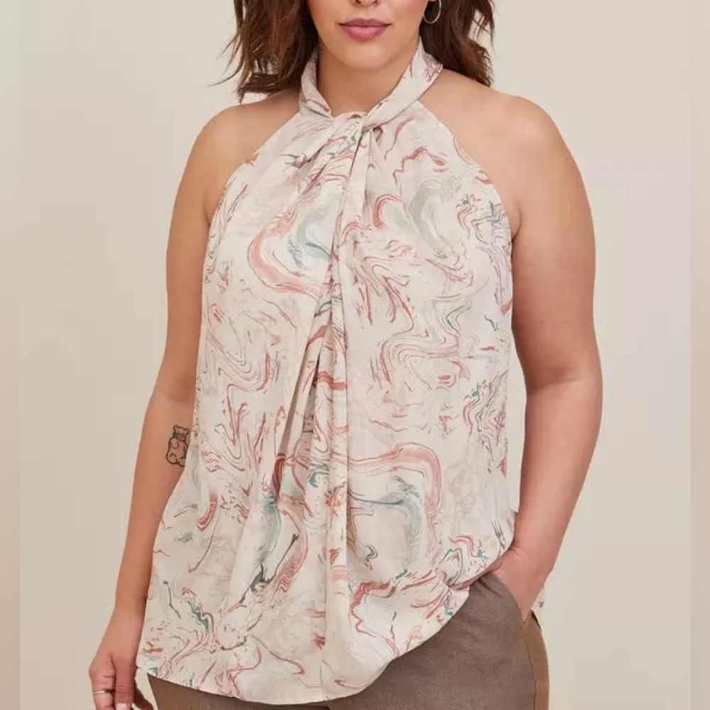 Torrid Lightweight Georgette Knot High Neck Tank